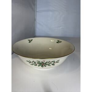 LENOX HOLIDAY 24K Gold Rimmed Serving Salad or Vegetable or Fruit Bowl- EUC 9.5”